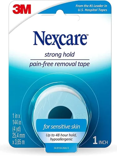 Vista 4 de Nexcare - Cinta para piel sensible, 1 pulgada x 4 yardas, 2 unidades (paquete de 1)