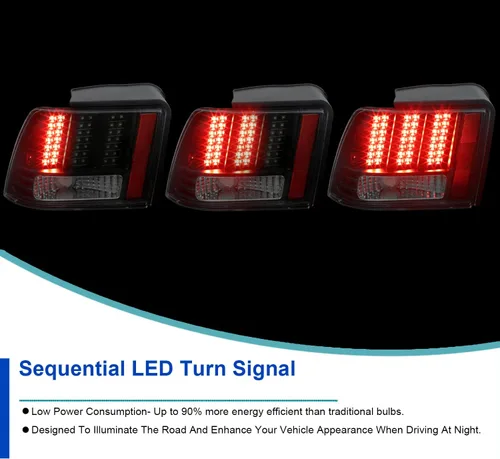 Vista 5 de SPEC-D TUNING - Luces traseras LED negras con señal secuencial Para Ford Mustang 1999-2004 Lente ahumado