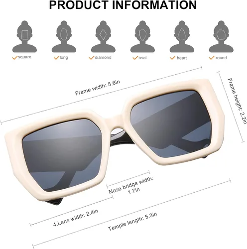 Vista 4 de OKH Oversized Sunglasses for Women Trendy Square Sun Glasses UVA UVB Protection
