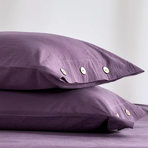 Vista 14 de JELLYMONI Fundas de almohada 100% algodón lavado, estándar, cierre de botón Naranja ámbar