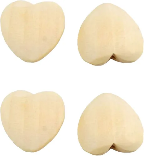 Vista 8 de 100 cuentas de corazones de madera natural de 0.787 pulgadas sin terminar con agujeros, materiales de madera ecológicos para llavero, bricolaje