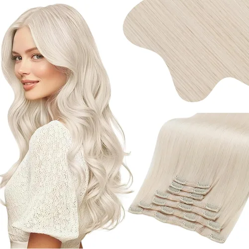 Vista 56 de Moresoo Extensiones de cabello humano con clip, balayage, color marrón oscuro a marrón dorado con clip, extensiones de cabello humano con clip, 5