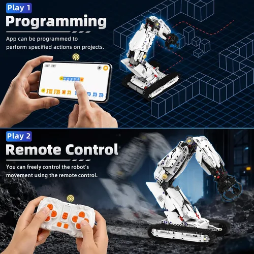Vista 3 de 3 in 1 Robot Arm Building Set for Kids Boys Age 8-14 with RC & APP