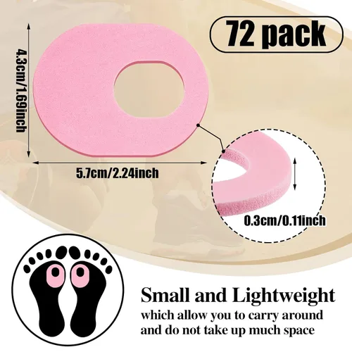 Vista 2 de Nuanchu 72 cojines de espuma suave para callos ovalados, almohadillas de maíz rosadas, autoadhesivas, almohadillas impermeables para el cuidado