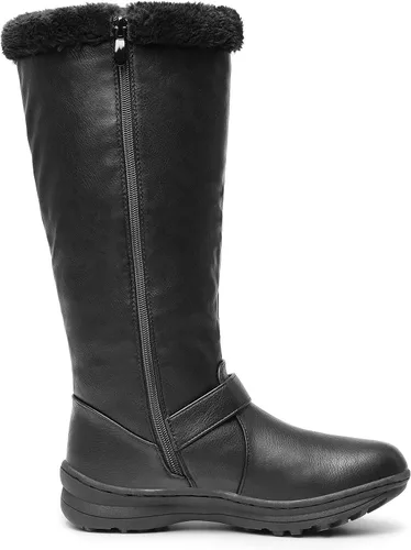 Vista 2 de DREAM PAIRS Botas altas hasta la rodilla con forro de piel para mujer, con cierre de cremallera