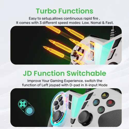 Vista 4 de IFYOO PC Steam Game Controller ONE Pro Wired USB Gaming Gamepad Joystick Compatible with ComputerLaptopWindows 111087XP AndroidPhoneTabletTVBox PS3