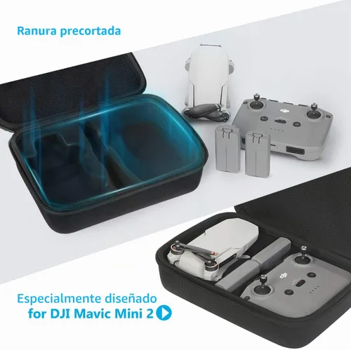 Vista 5 de JSVER Estuche de Transporte para DJI Mavic Mini 2 Estuche Rígido de Almacenamiento para Mini 2/2 SE/4K Drone Control Remoto y Accesorios