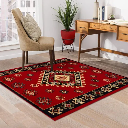 Vista 33 de SUPERIOR Alfombra Tradicional Santa Fe Colección 3 x 5 - Rojo
