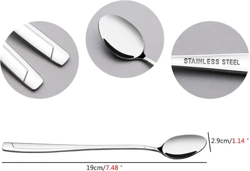 Vista 2 de Cand Cucharas de té helado de acero inoxidable, cuchara de helado de mango largo (juego de 16)