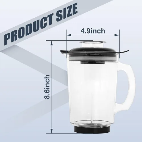 Vista 4 de Wadoy Vaso de repuesto para licuadora de 48 onzas compatible con Magic Bullet de 250 W, piezas de repuesto de plástico Tritan sin BPA, tapa a prueba