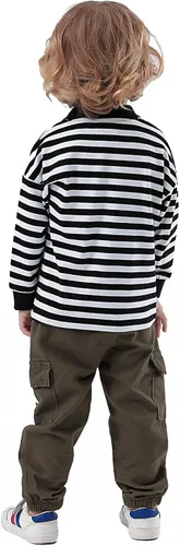 Vista 3 de Conjunto de 2 polos de manga larga para niños pequeños + ropa de pantalones cargo