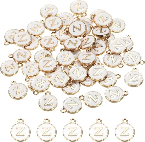 Vista 27 de MECCANIXITY Dije de Letras del Alfabeto de Doble Cara, para Hacer Collar, Pulsera, Pendientes, Joyería