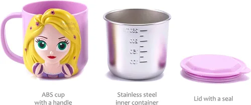 Vista 2 de Disney 3D Minnie Pink - Vaso aislado de acero inoxidable duradero con tapa, 8.5 fl oz