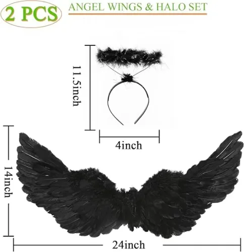 Vista 3 de Angel Wings and Halo Adult Feather Angel Wings Costume for Women Halloween Cosplay Costumes