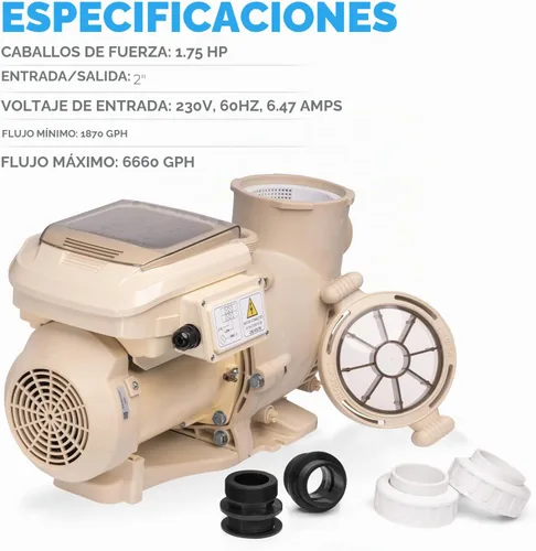Vista 8 de XtremepowerUS SuperFlow - Bomba de piscina de alta velocidad variable para piscina enterrada con eficiencia energética de 230 V, adaptador de 1-1/2