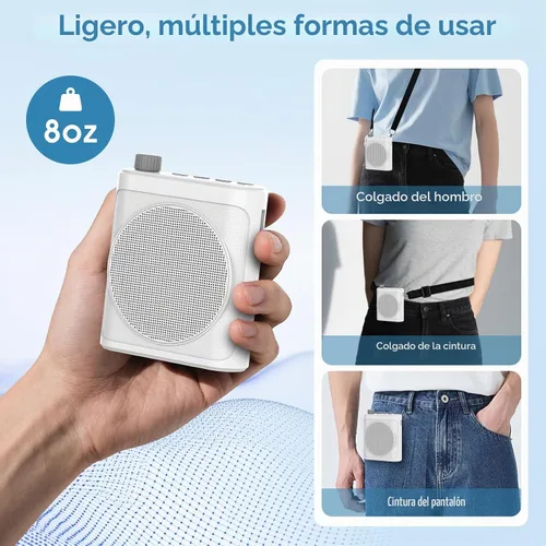 Vista 2 de Amplificador de voz inalámbrico de 15 W con 2 micrófonos magnéticos Lavalier y reducción de ruido, sistema Bluetooth 5.3 PA para profesores, guía