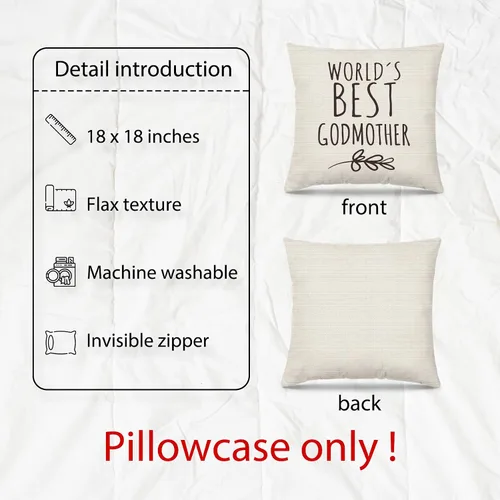 Vista 5 de Fundas de almohada de 18 x 18 pulgadas, regalos de madrina para el día de la madre de parte del ahijado, ahijado, ahijada, la mejor madrina