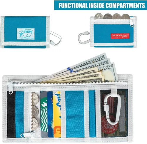 Vista 3 de Rough Enough - Carteras con cordón para niños y adolescentes, Azul, Billetera triple con correa de cordón para niños y adolescentes