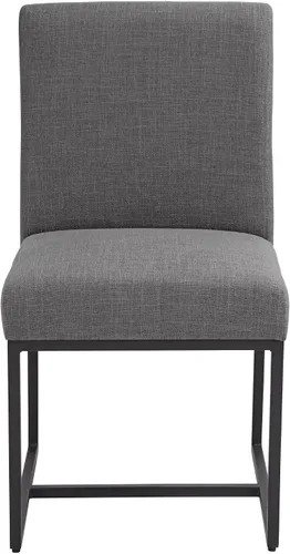 Vista 7 de 55 Downing Street Silla de comedor Myles de tela gris y metal negro