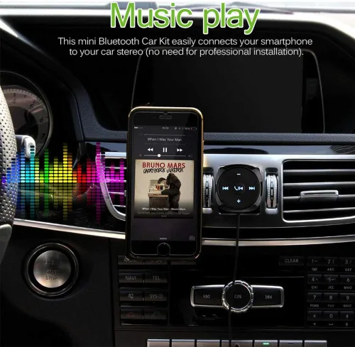 Vista 6 de Transmisor FM Bluetooth para coche, inalámbrico Bluetooth 2.1 Kit de coche Receptor de llamadas manos libres 0.138 in AUX Audio Music Adapter