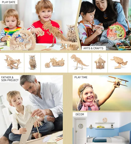 Vista 5 de Puzzled Rompecabezas 3D de madera de dragón y fénix de la suerte, rompecabezas de madera de dragón y fénix, rompecabezas educativo de bricolaje