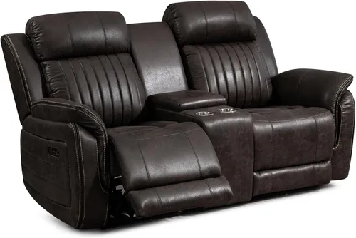 Vista 9 de Sofá biplaza reclinable eléctrico Zero Gravity con reposacabezas ajustables, sillón reclinable eléctrico con consola, sofá reclinable eléctrico de 2