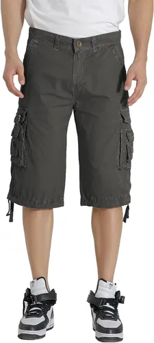Vista 3 de Pantalones cortos de carga para hombre, con múltiples bolsillos, de sarga de algodón, de ajuste relajado, camuflaje para exteriores