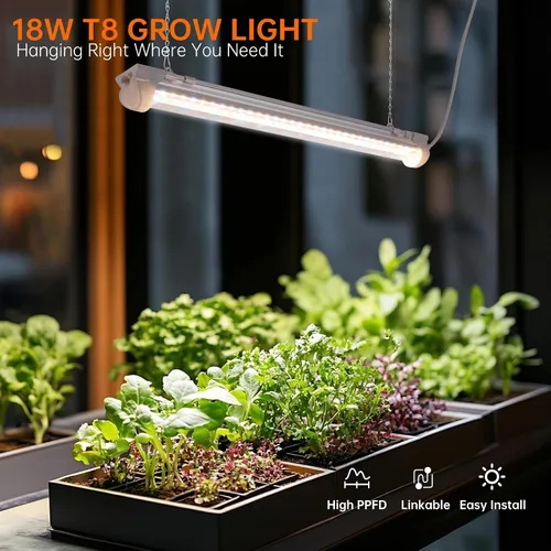 Vista 3 de Bstrip T8 - Luz de cultivo de 1.4 pies, 36 W (2 x 18 W), luces para plantas de cultivo en interiores con temporizador, espectro completo con LED