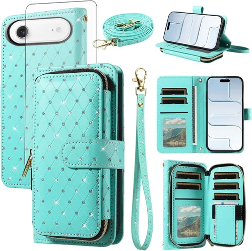 Vista 80 de Funda para teléfono iPhone 6 6S con cremallera y protector de pantalla con protector de pantalla, correa de cordón cruzado, ranura para iPhone 6 Six