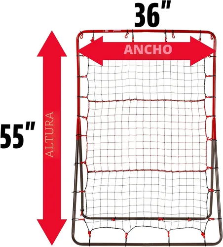 Vista 2 de Entrenador de devolución de golpe 2 en 1 Franklin Sports MLB de 55" x 36" Fielding + Throwing Drills, Bounces Back Pop-Flies + Grounders, Steel