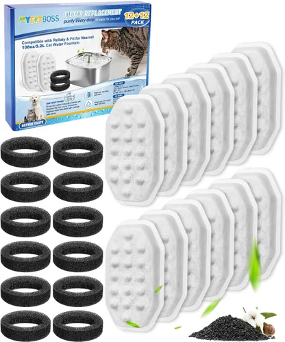 Vista 12 de Repuesto de filtro de fuente de agua para gatos compatible con Rellaty de acero inoxidable de 108 oz/3.2 L, dispensador automático de agua