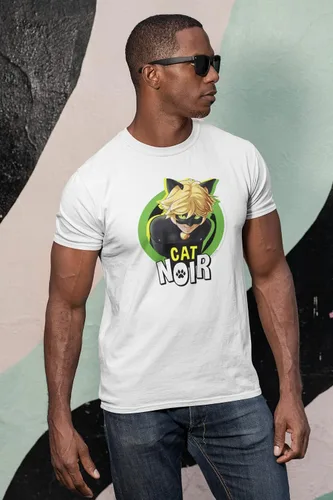 Vista 4 de Miraculous Ladybug and Cat Noir Merch Adrien Hero Graphic Camiseta para hombre