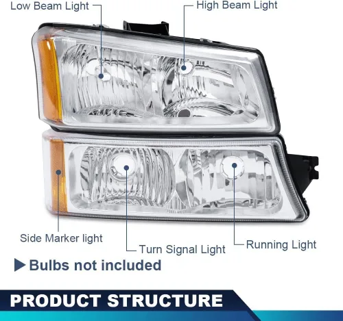 Vista 6 de PIT66 Conjunto de faros delanteros compatible con modelos Chevy Silverado 1500 2500 3500 HD 2003-2006/Avalanche 1500 2500
