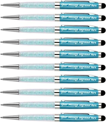 Vista 19 de Ancolo Bolígrafos grabados de lujo con punta de lápiz capacitivo, repuestos de tinta negra de cristal, bolígrafos de calidad, personalizados
