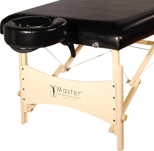 Vista 4 de Master Massage Balboa portátil de 30 pulgadas para masaje y ejercicio, cama de belleza en brillo negro con sistema de iluminación ambiental
