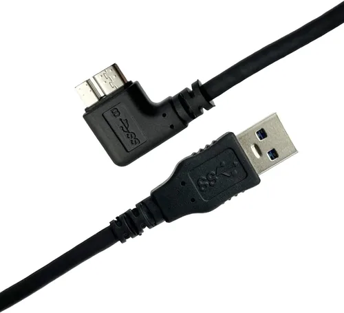 Vista 3 de Seadream Cable micro USB 3.0 en ángulo M/M, paquete de 2 unidades USB 3.0 Micro B macho a USB 3.0 tipo A macho Gen 1 5Gbps cable 11.8 in