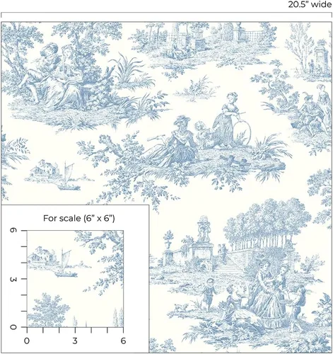 Vista 8 de NextWall Chateau Toile Papel Tapiz Despegar y Pegar (Blue Bell)