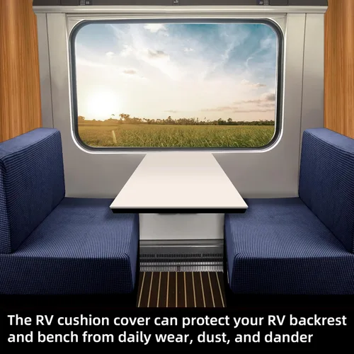 Vista 4 de Tlswshsy Cojines de comedor para autocaravana, fundas elásticas para asiento de sofá, protector de muebles de sofá biplaza lavable para Azul