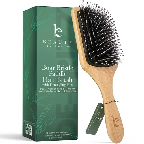 Vista 12 de Cepillo de cerdas de jabalí para mujeres y hombres, cepillo de pelo natural 100% cerdas suaves de jabalí para cabello fino y delgado