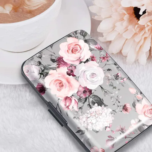 Vista 6 de Coco Rossi Mini tarjetero para mujeres u hombres, bloqueo RFID, funda rígida para tarjetas de identificación, cartera de viaje