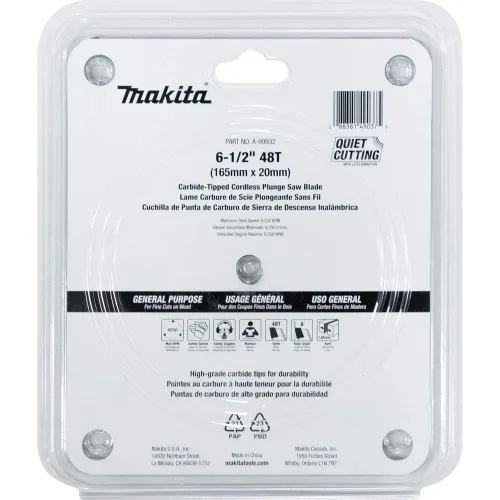 Vista 3 de Makita A-99932 6-1/2" 48T Hoja de sierra de inmersión inalámbrica con punta de carburo