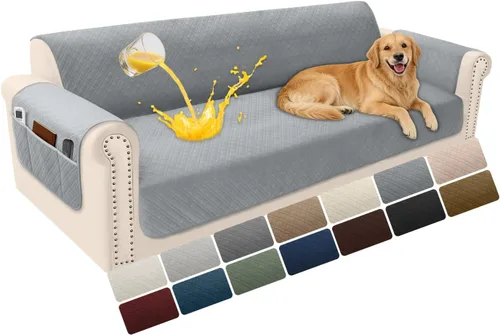 Vista 102 de Fundas de terciopelo 100% impermeables para sofá biplaza, fundas lavables para sofá de 2 plazas, fundas de sofá aptas para mascotas, protector