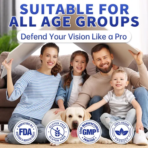 Vista 7 de Vitaminas oculares de luteína y zeaxantina, gomitas de arándano, astaxantina, vitaminas oculares para niños y adultos y apoyo de luz azul, salud