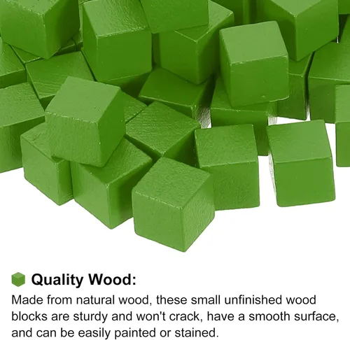 Vista 3 de uxcell 100 bloques de madera para manualidades, cubo de madera sin terminar de 3/8 pulgadas, bloque cuadrado de madera de pino para proyectos