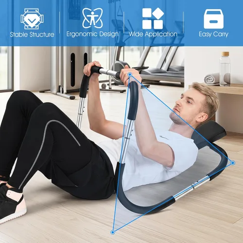 Vista 3 de Goplus AB Fitness Crunch, máquina abdominal portátil, ejercitador de entrenamiento para fuerza central, entrenamiento muscular, entrenador AB