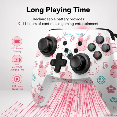 Vista 6 de Controlador inalámbrico para Nintendo SwitchLiteSwitch OLED, Gaming Pro Controller PC compatible con Wake-Up, Gamepad inalámbrico con giroscopio