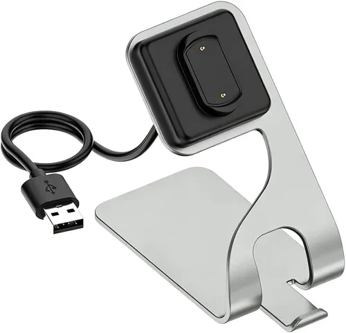 Vista 8 de Base de carga de cable USB para Amazfit GTR 3, GTS 3, GTS 4, GTR 4 plateado