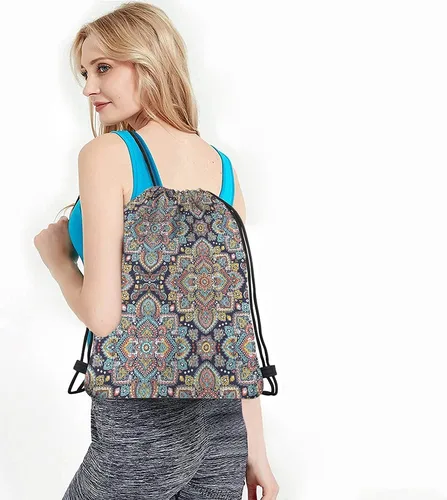 Vista 4 de Beabes Bohemia Retro Rayas Cordón Bolsas Mochila Gimnasio Bolsa con Cordón, Multi-a101, Mochilas de viaje