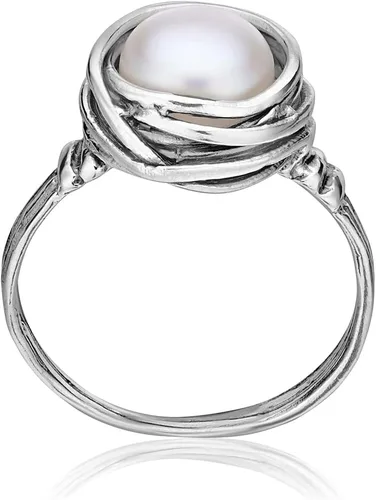 Vista 5 de JEAN RACHEL JEWELRY Anillo de plata de ley 925 con perla de agua dulce, hipoalergénico, sin níquel ni plomo, colección de diseñador artesanal hecha