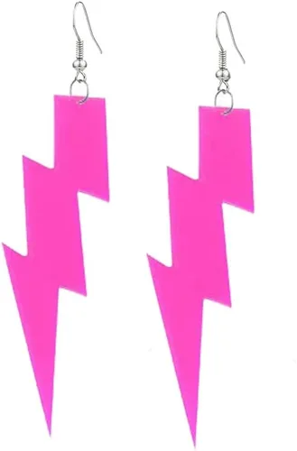 Vista 13 de Pendientes con colgante RUIZHEN con forma de rayo para mujer, con colores a elegir, acrílico exagerado 6 pares conjunto-1